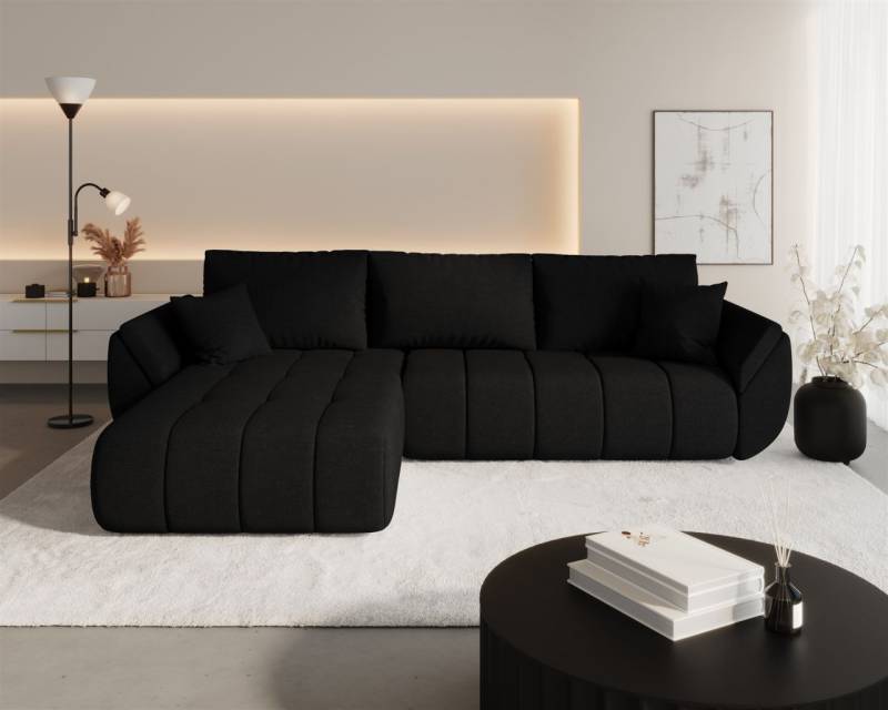 Ecksofa Schlafsofa MISATO Stoff Wind Schwarz Ottomane Links Ecksofa Schlafsofa MISATO Stoff Wind Schwarz Ottomane Links von Fun Möbel