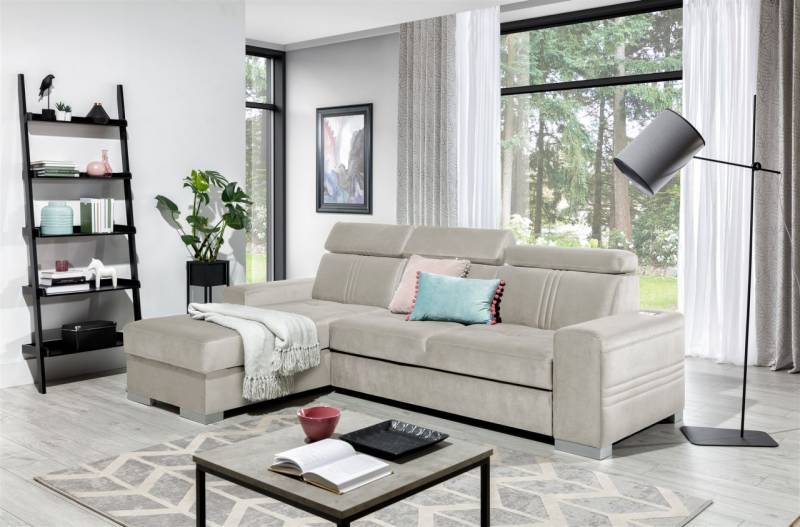 Ecksofa Schlafsofa NOLAN XS inkl. USB in Stoff Monolith Beige Ottomane Links Ecksofa Schlafsofa NOLAN XS inkl. USB in Stoff Monolith Beige Ottomane Links von Fun Moebel