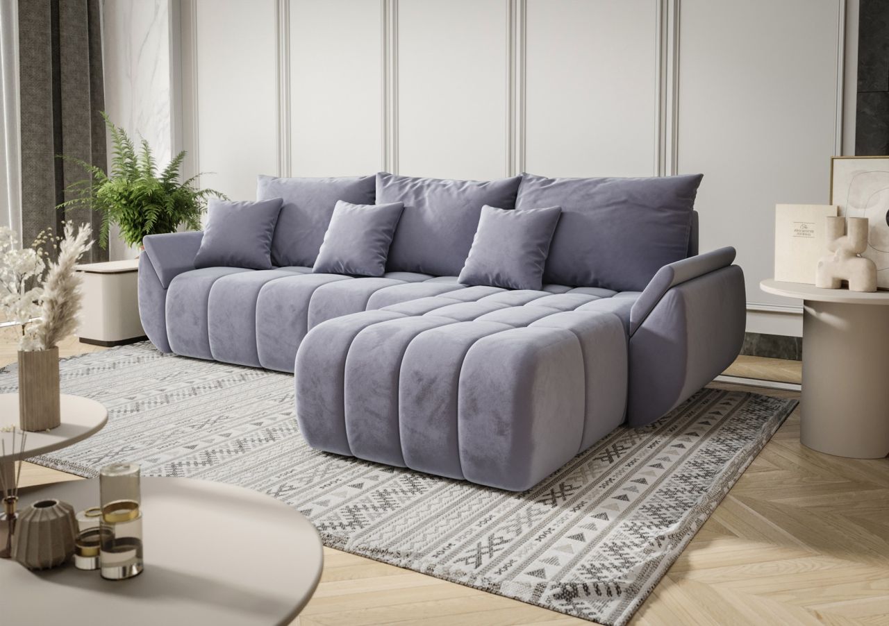 Ecksofa Schlafsofa OSAKA Stoff Monolith Hellblau Ottomane Rechts Ecksofa Schlafsofa OSAKA Stoff Monolith Hellblau Ottomane Rechts von Fun Möbel