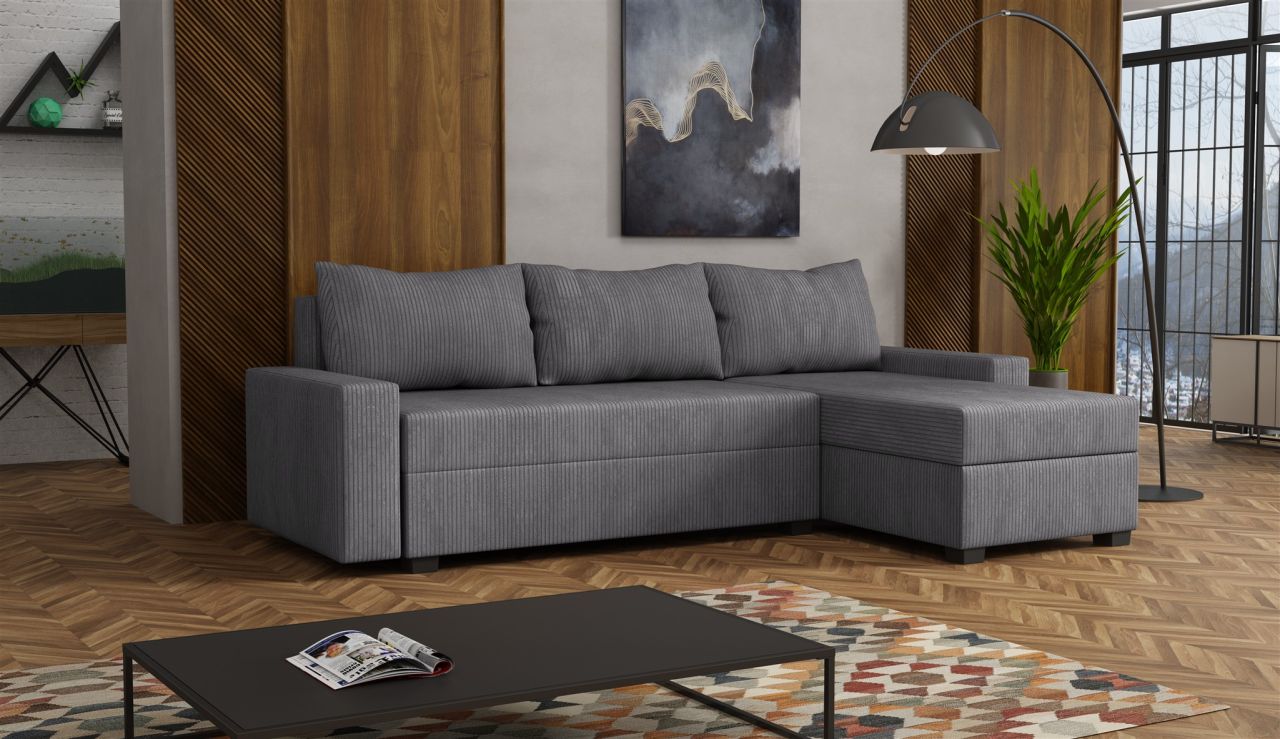Ecksofa Schlafsofa Sofa AGNETA LUX Stoff Lincoln Dunkelgrau Ottomane Rechts Ecksofa Schlafsofa Sofa AGNETA LUX Stoff Lincoln Dunkelgrau Ottomane Rechts von Fun Möbel