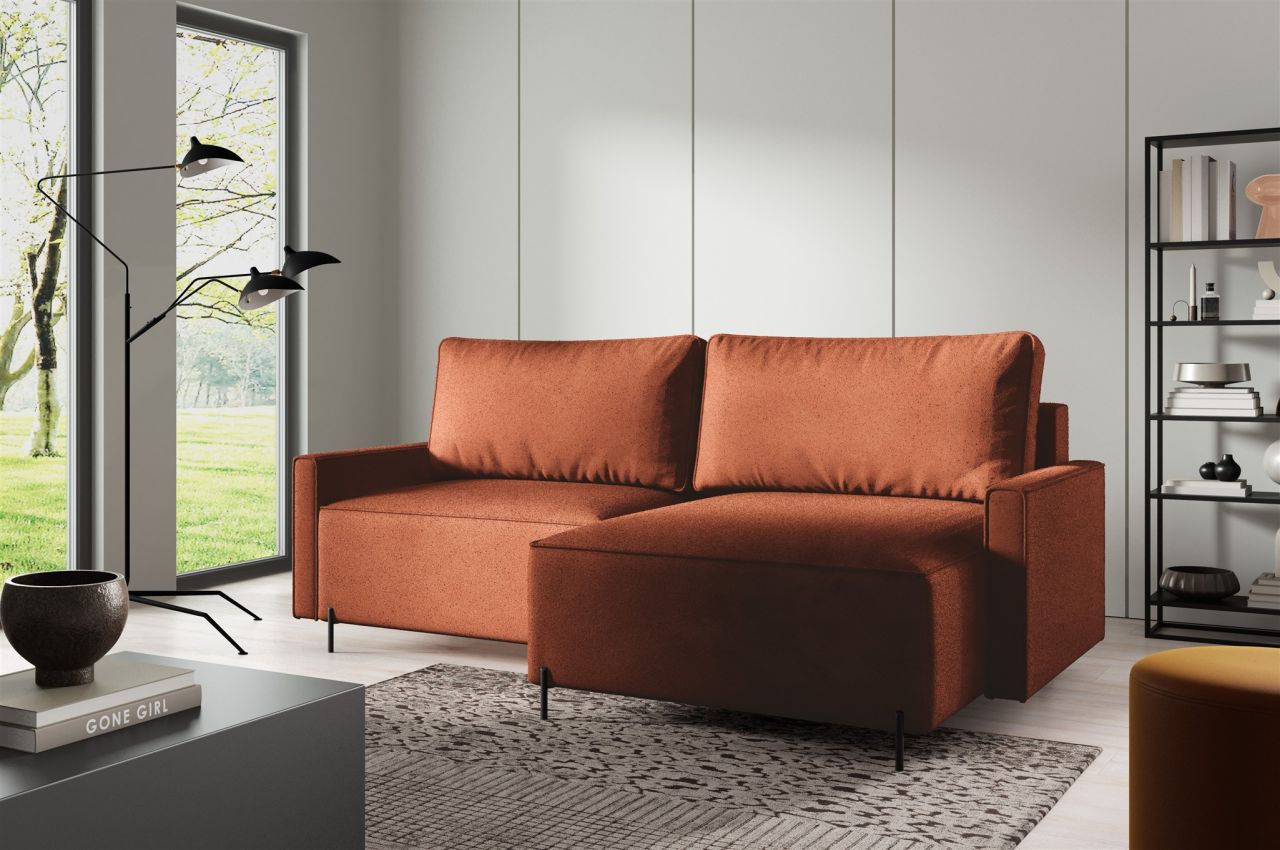 Ecksofa Schlafsofa Sofa BRAGA in Stoff Now or Never Rostbraun Ottomane Rechts Ecksofa Schlafsofa Sofa BRAGA in Stoff Now or Never Rostbraun Ottomane Rechts von Fun Möbel