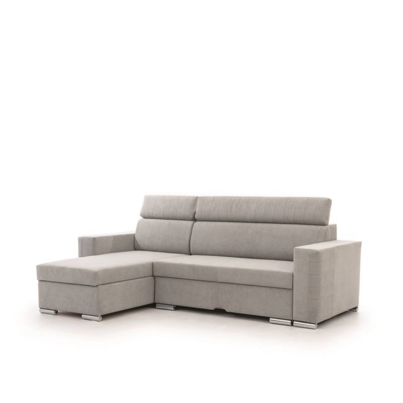 Ecksofa Schlafsofa Sofa CANTON in Stoff Camelia Hellgrau Ottomane Links Ecksofa Schlafsofa Sofa CANTON in Stoff Camelia Hellgrau Ottomane Links von Fun Möbel