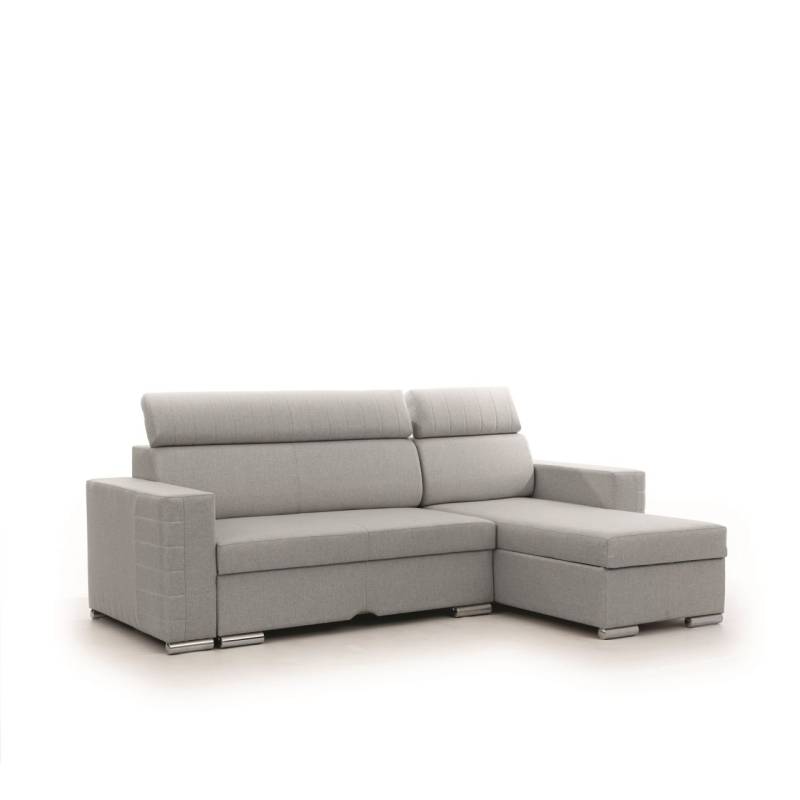 Ecksofa Schlafsofa Sofa CANTON in Stoff Liverpool Grau Ottomane Rechts von Fun Möbel