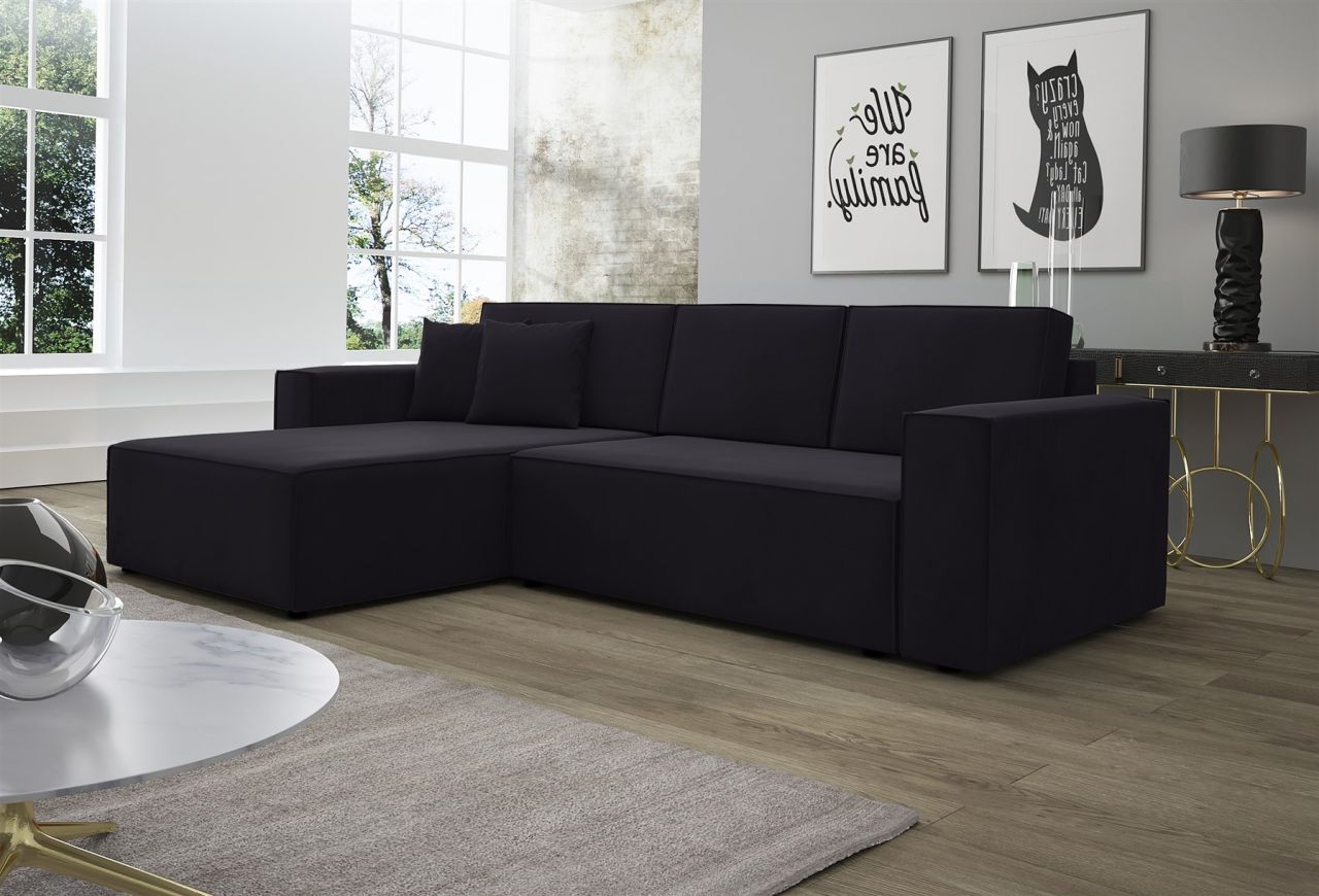 Ecksofa Schlafsofa Sofa CONOR Stoff Kronos Schwarz Ottomane Links Ecksofa Schlafsofa Sofa CONOR Stoff Kronos Schwarz Ottomane Links von Fun Moebel