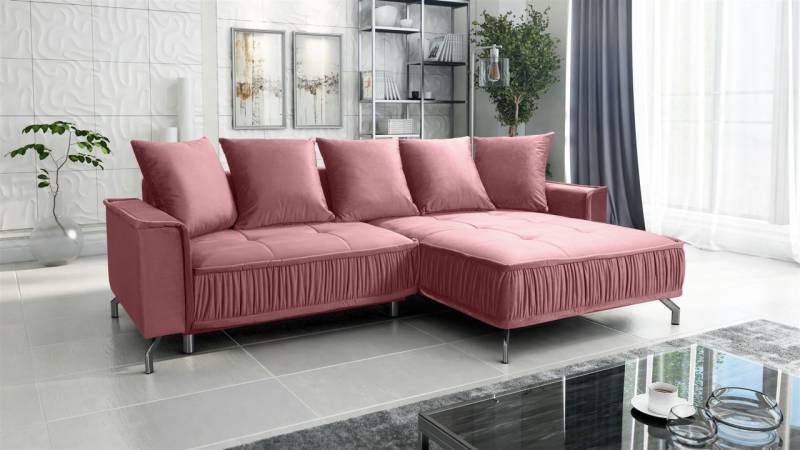 Ecksofa Schlafsofa Sofa FLORENCE Stoff Element Altrosa Ottomane Rechts von Fun Möbel