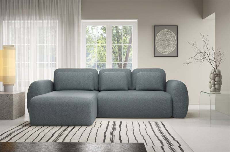 Ecksofa Schlafsofa Sofa GASTON in Stoff Puente Anthrazit Ottomane Links von Fun Möbel