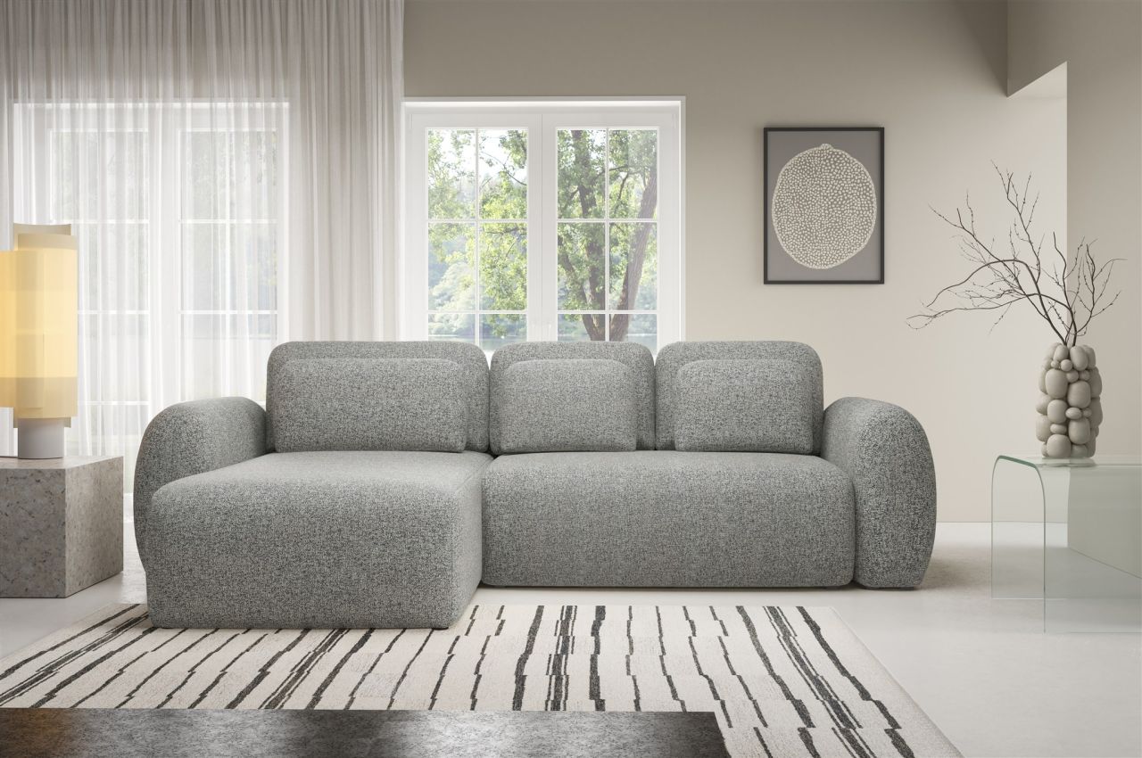 Ecksofa Schlafsofa Sofa GASTON in Stoff Puente Grau Ottomane Links Ecksofa Schlafsofa Sofa GASTON in Stoff Puente Grau Ottomane Links von Fun Möbel