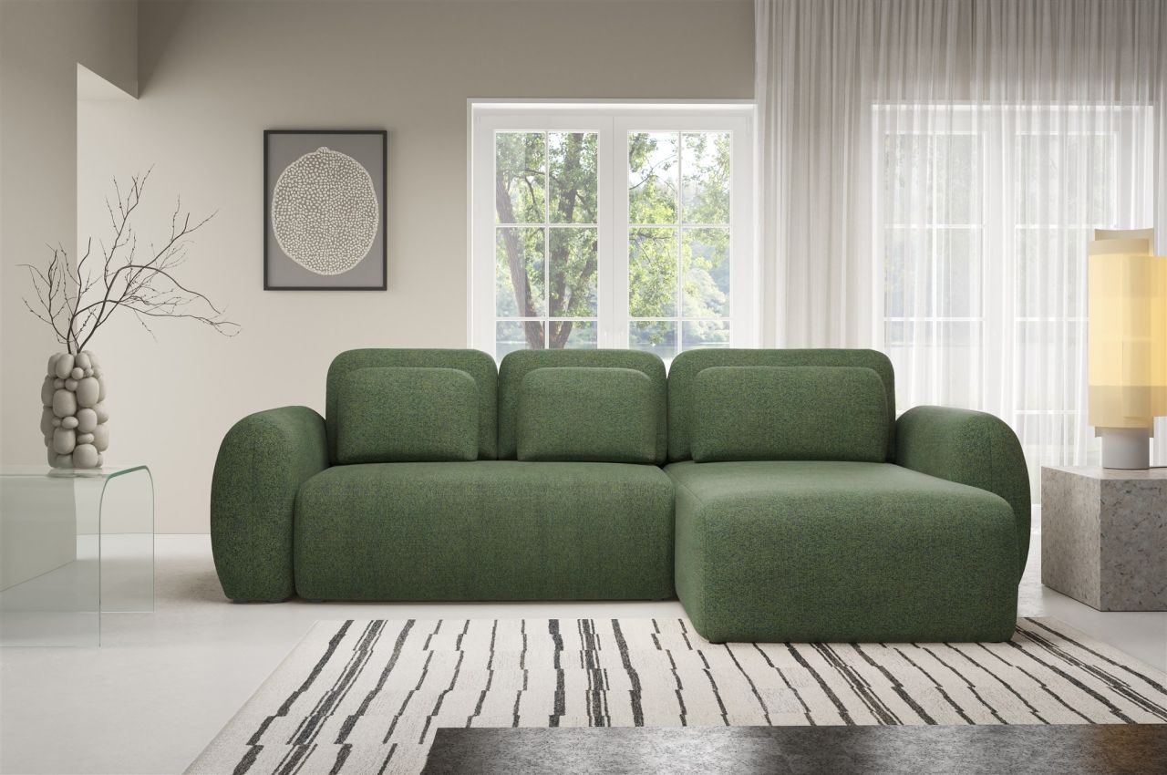 Ecksofa Schlafsofa Sofa GASTON in Stoff Puente Grün Ottomane Rechts Ecksofa Schlafsofa Sofa GASTON in Stoff Puente Grün Ottomane Rechts von Fun Möbel