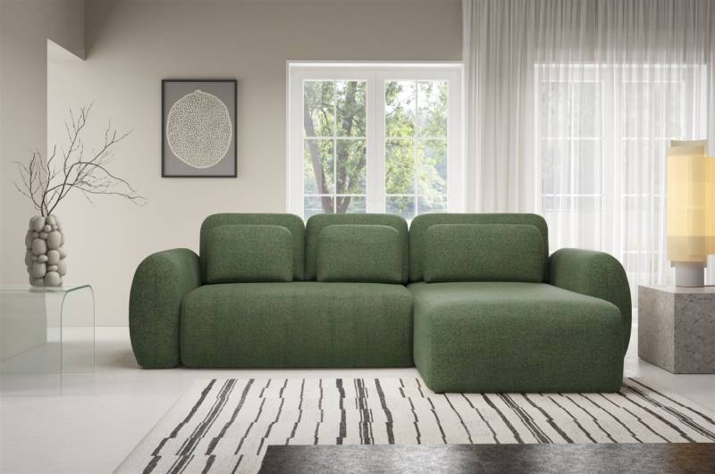 Ecksofa Schlafsofa Sofa GASTON in Stoff Puente Grün Ottomane Rechts von Fun Möbel