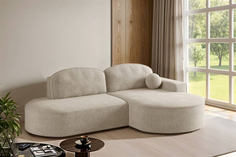 Ecksofa Schlafsofa Sofa GIRONA Stoff Arena Beige Ottomane Rechts von Fun Möbel
