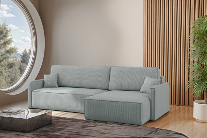 Ecksofa Schlafsofa Sofa LOUIS Stoff Scala Saphire Ottomane Rechts von Fun Moebel