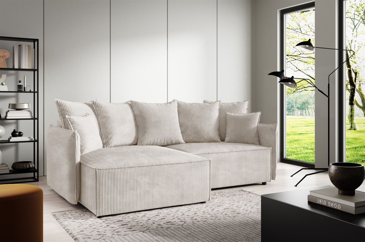 Ecksofa Schlafsofa Sofa MINEA in Stoff Poso Altweiß Ottomane Links Ecksofa Schlafsofa Sofa MINEA in Stoff Poso Altweiß Ottomane Links von Fun Möbel
