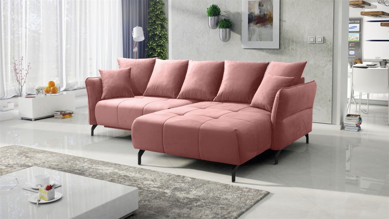 Ecksofa Schlafsofa Sofa SADIE Stoff Element Altrosa Ottomane Rechts von Fun Möbel