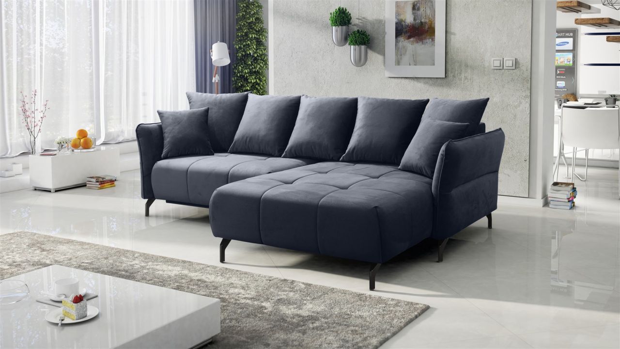 Ecksofa Schlafsofa Sofa SADIE Stoff Element Dunkelgrau Ottomane Rechts von Fun Möbel