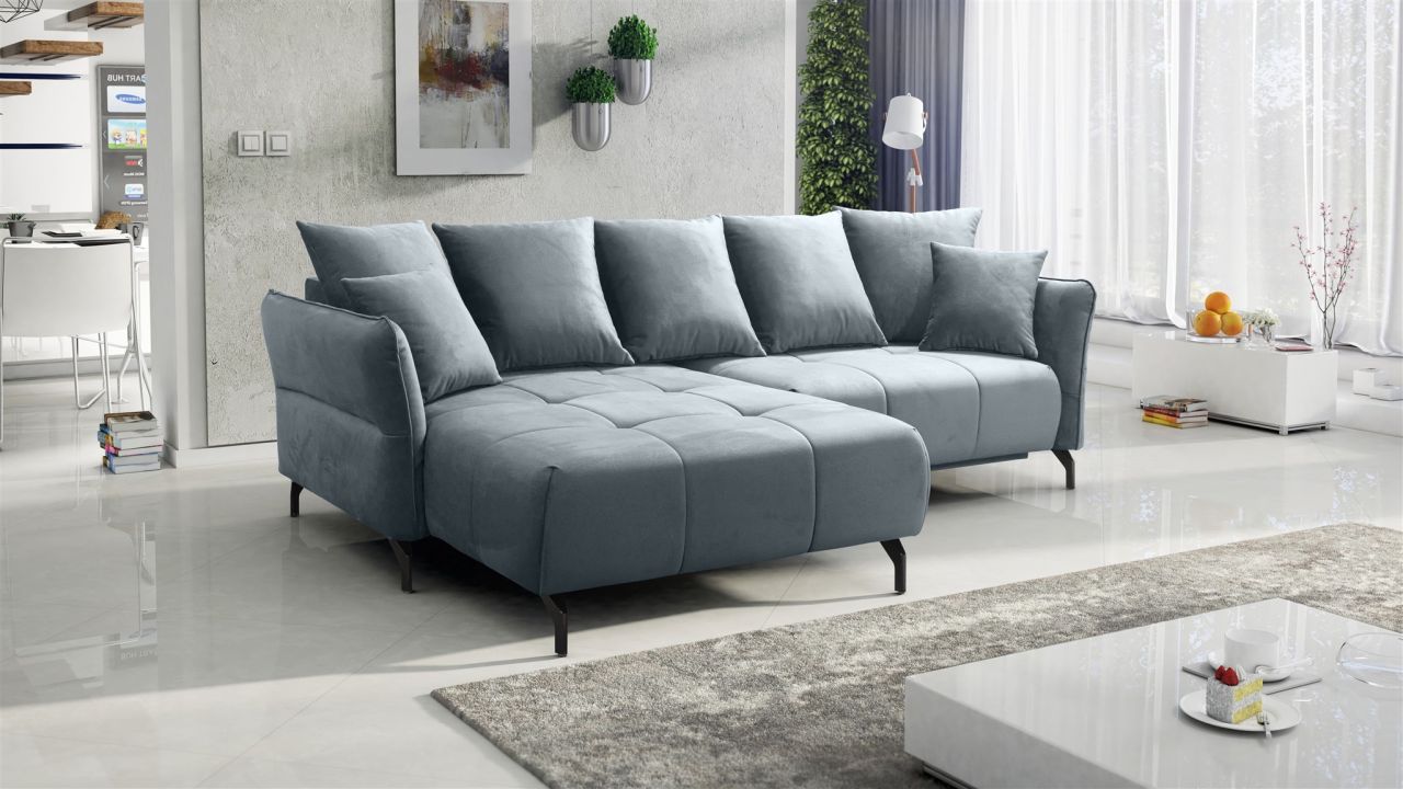 Ecksofa Schlafsofa Sofa SADIE Stoff Element Grau Ottomane Links von Fun Möbel