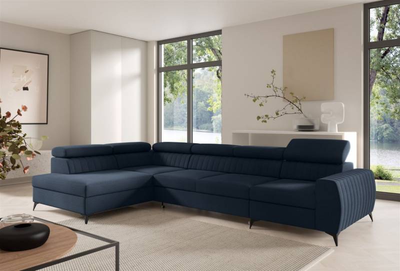 Ecksofa Schlafsofa Sofa TORONTO XL Stoff Element Blau Ottomane Links von Fun Moebel