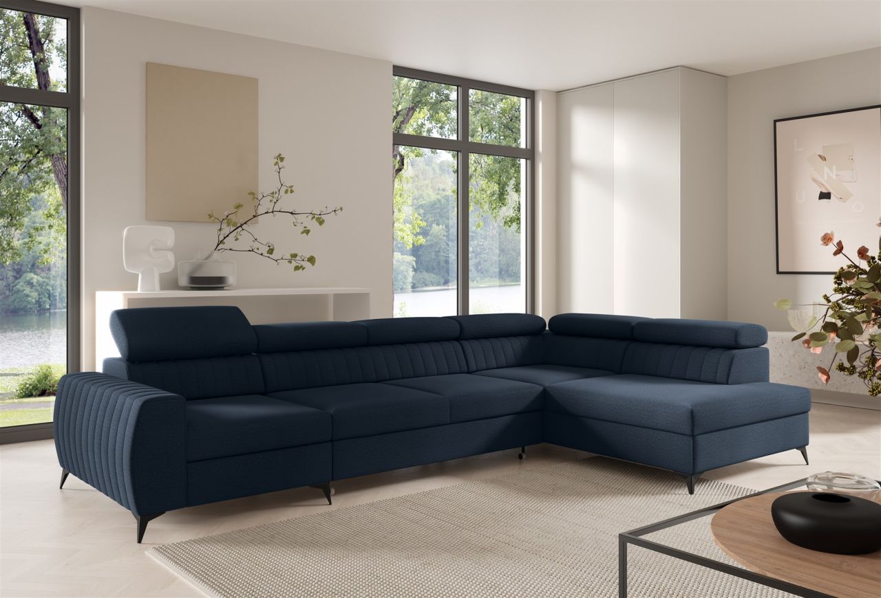 Ecksofa Schlafsofa Sofa TORONTO XL Stoff Element Blau Ottomane Rechts Ecksofa Schlafsofa Sofa TORONTO XL Stoff Element Blau Ottomane Rechts von Fun Moebel