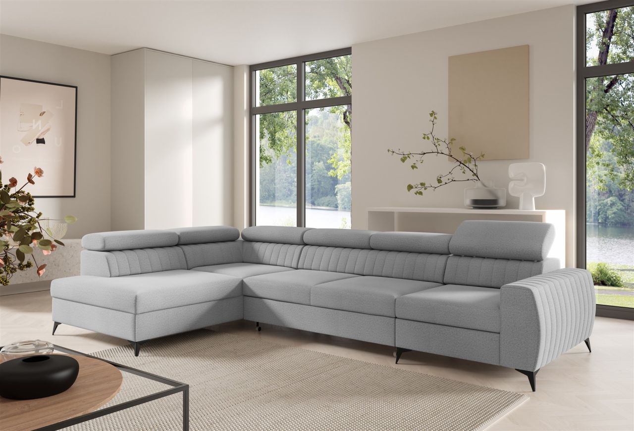 Ecksofa Schlafsofa Sofa TORONTO XL Stoff Element Hellgrau Ottomane Links Ecksofa Schlafsofa Sofa TORONTO XL Stoff Element Hellgrau Ottomane Links von Fun Moebel