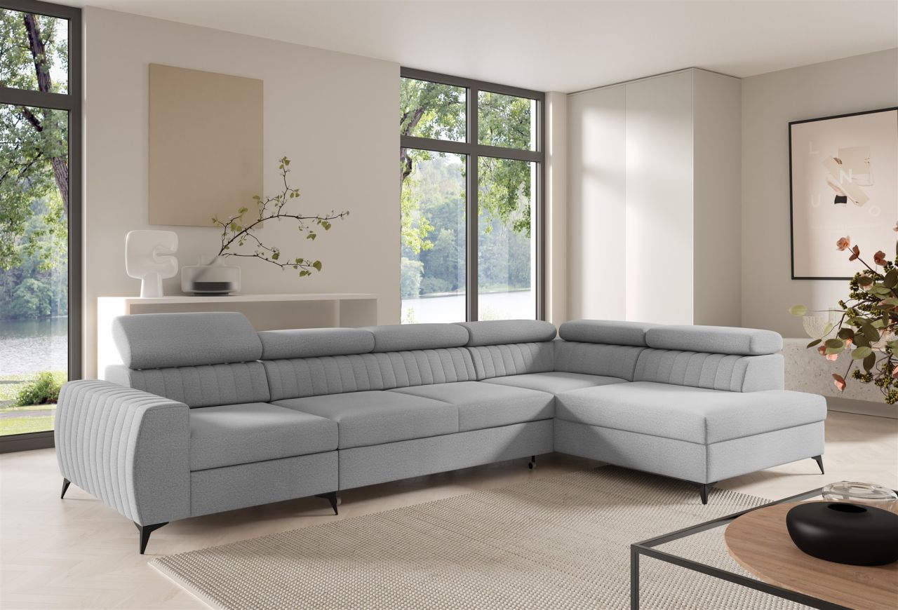 Ecksofa Schlafsofa Sofa TORONTO XL Stoff Element Hellgrau Ottomane Rechts Ecksofa Schlafsofa Sofa TORONTO XL Stoff Element Hellgrau Ottomane Rechts von Fun Moebel