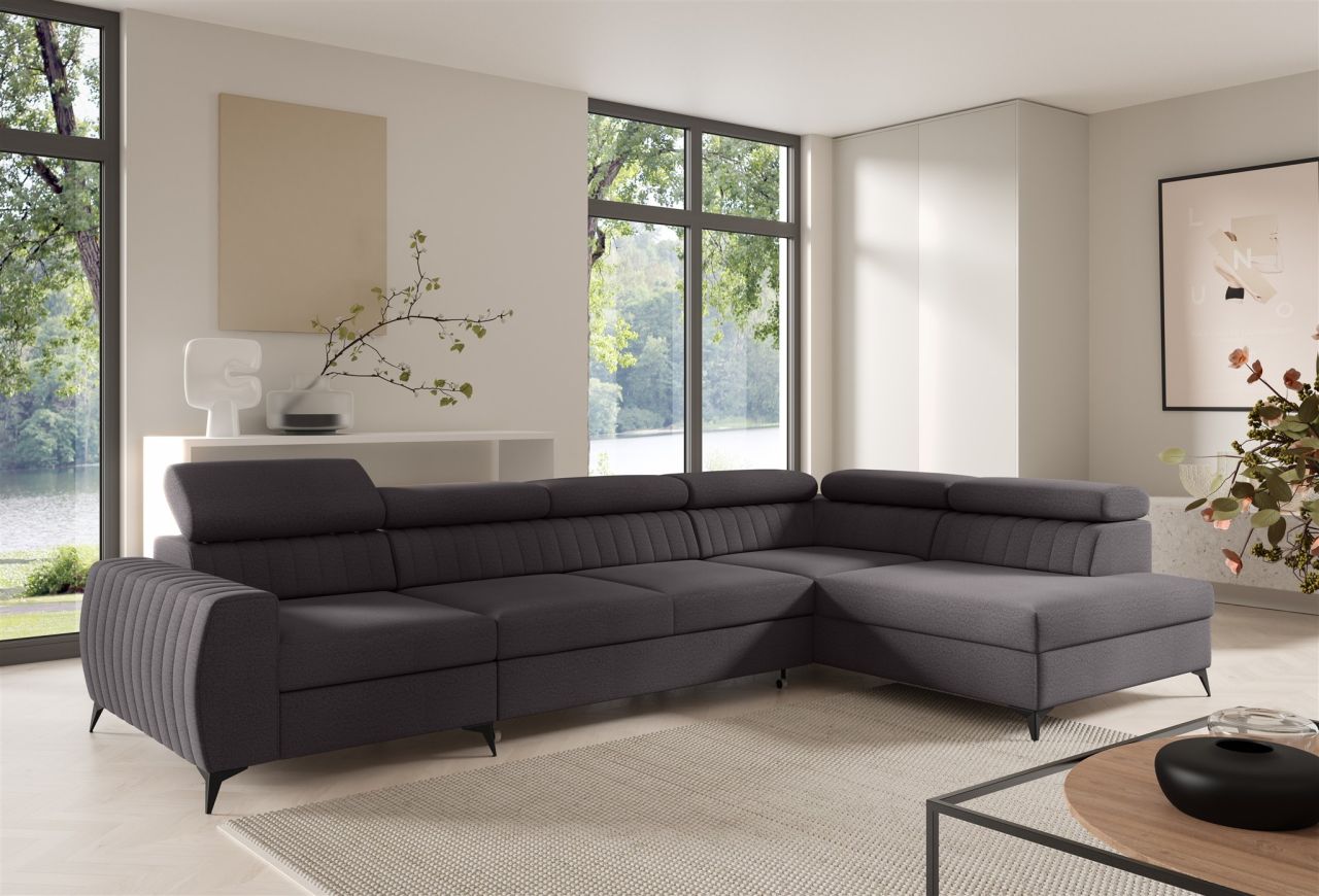 Ecksofa Schlafsofa Sofa TORONTO XL Stoff Element Schwarz Ottomane Rechts Ecksofa Schlafsofa Sofa TORONTO XL Stoff Element Schwarz Ottomane Rechts von Fun Moebel
