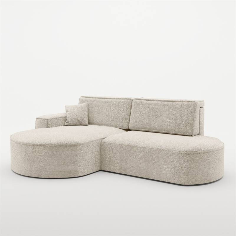 Ecksofa Schlafsofa Sofa VENEDIG Stoff Arena Creme Ottomane Links von Fun Möbel
