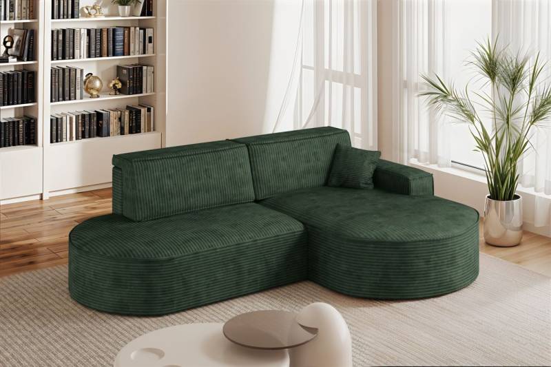 Ecksofa Schlafsofa Sofa VENEDIG Stoff Poso Grün Ottomane Rechts von Fun Möbel