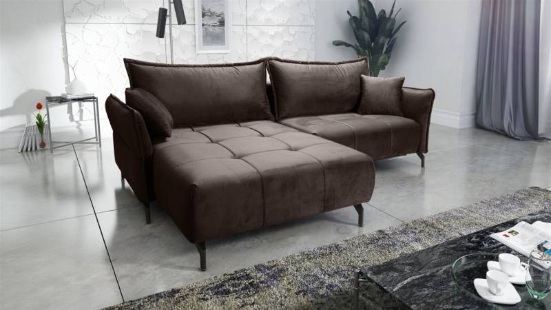 Ecksofa Schlafsofa Sofa VICTORIA Stoff Element Braun Ottomane Links von Fun Möbel