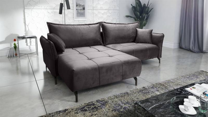 Ecksofa Schlafsofa Sofa VICTORIA Stoff Element Grafit Ottomane Links von Fun Möbel