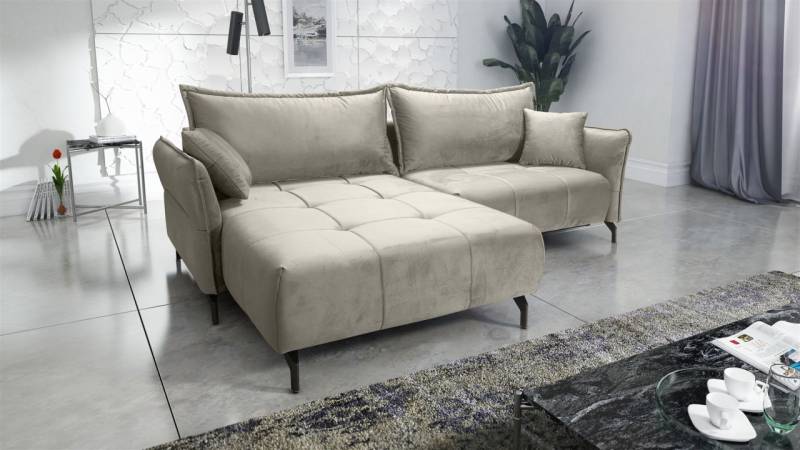 Ecksofa Schlafsofa Sofa VICTORIA Stoff Element Hellbeige Ottomane Links von Fun Möbel