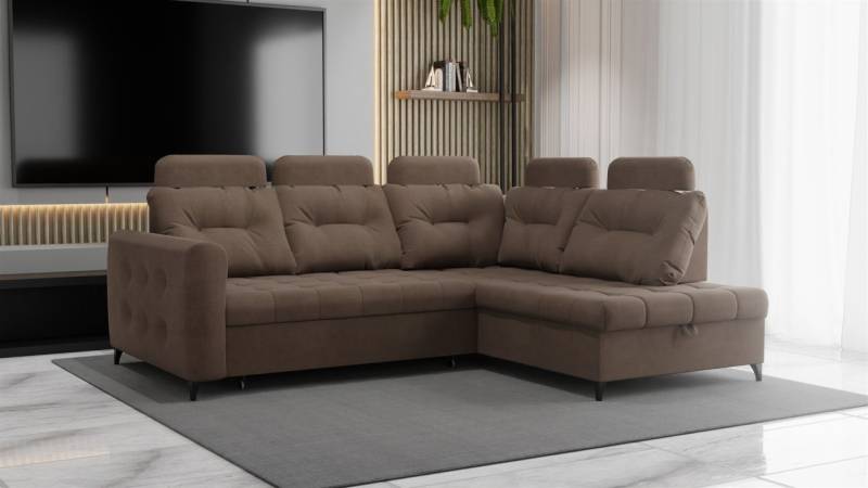 Ecksofa Schlafsofa Sofa WENDIE Stoff Hold Me Braun Ottomane Rechts Ecksofa Schlafsofa Sofa WENDIE Stoff Hold Me Braun Ottomane Rechts von Fun Moebel