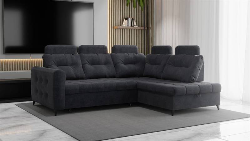 Ecksofa Schlafsofa Sofa WENDIE Stoff Hold Me Dunkelgrau Ottomane Rechts Ecksofa Schlafsofa Sofa WENDIE Stoff Hold Me Dunkelgrau Ottomane Rechts von Fun Moebel