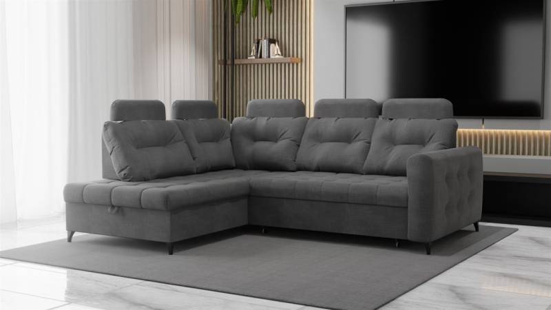 Ecksofa Schlafsofa Sofa WENDIE Stoff Hold Me Grau Ottomane Links Ecksofa Schlafsofa Sofa WENDIE Stoff Hold Me Grau Ottomane Links von Fun Moebel
