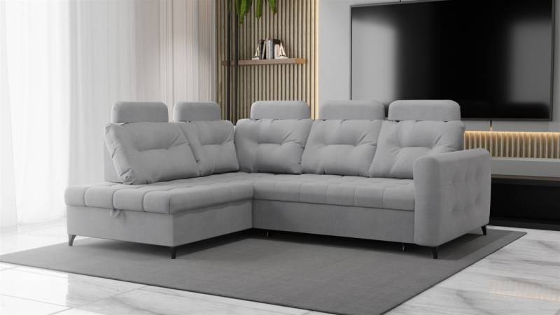 Ecksofa Schlafsofa Sofa WENDIE Stoff Hold Me Hellgrau Ottomane Links Ecksofa Schlafsofa Sofa WENDIE Stoff Hold Me Hellgrau Ottomane Links von Fun Moebel
