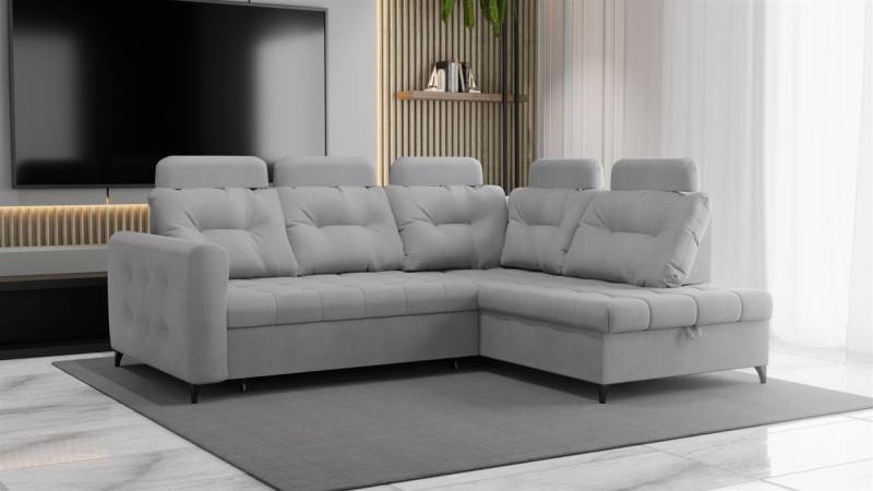 Ecksofa Schlafsofa Sofa WENDIE Stoff Hold Me Hellgrau Ottomane Rechts Ecksofa Schlafsofa Sofa WENDIE Stoff Hold Me Hellgrau Ottomane Rechts von Fun Moebel
