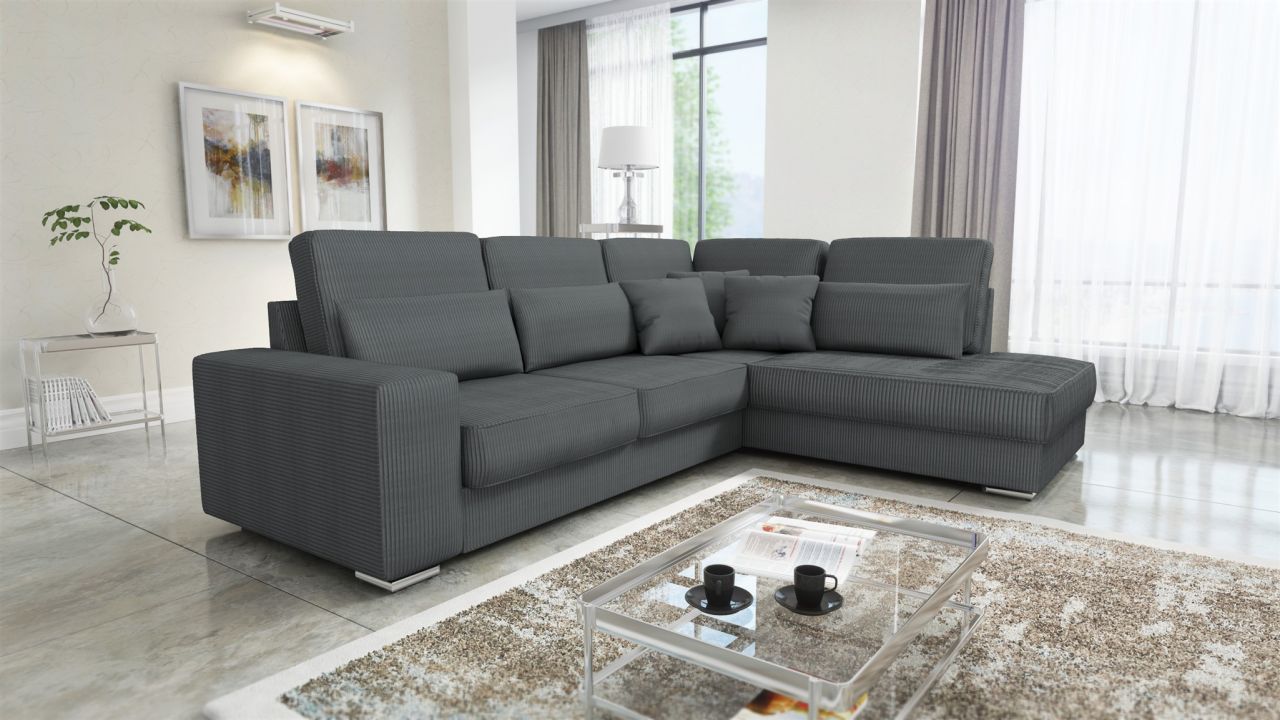 Ecksofa Sofa NEVIO XL Stoff Scala Dunkelgrau Ottomane Rechts Ecksofa Sofa NEVIO XL Stoff Scala Dunkelgrau Ottomane Rechts von Fun Möbel