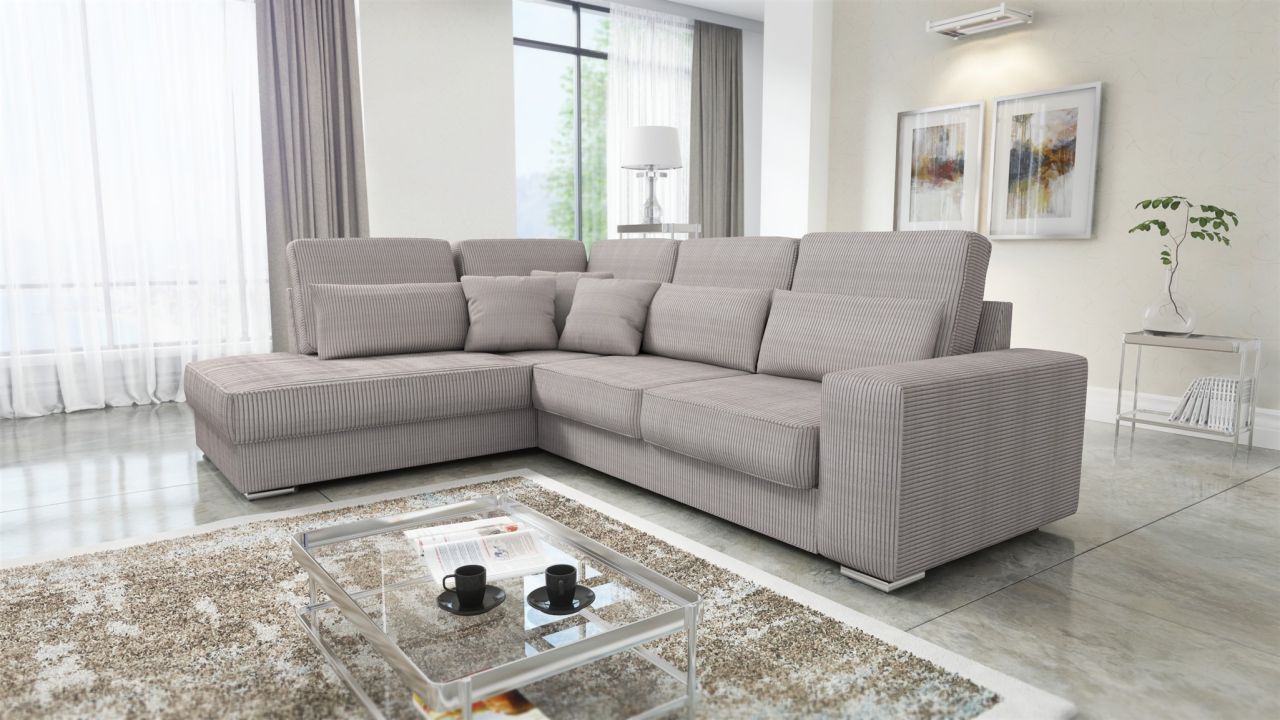 Ecksofa Sofa NEVIO XL Stoff Scala Graubraun Ottomane Links Ecksofa Sofa NEVIO XL Stoff Scala Graubraun Ottomane Links von Fun Möbel