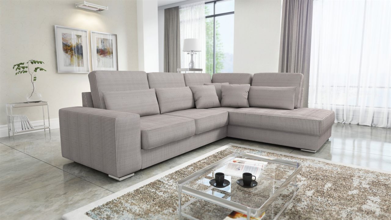 Ecksofa Sofa NEVIO XL Stoff Scala Graubraun Ottomane Rechts Ecksofa Sofa NEVIO XL Stoff Scala Graubraun Ottomane Rechts von Fun Möbel
