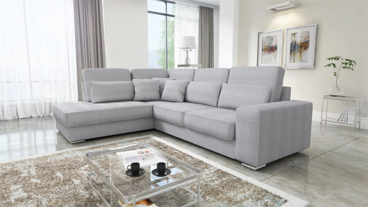 Ecksofa Sofa NEVIO XL Stoff Scala Hellgrau Ottomane Links Ecksofa Sofa NEVIO XL Stoff Scala Hellgrau Ottomane Links von Fun Möbel