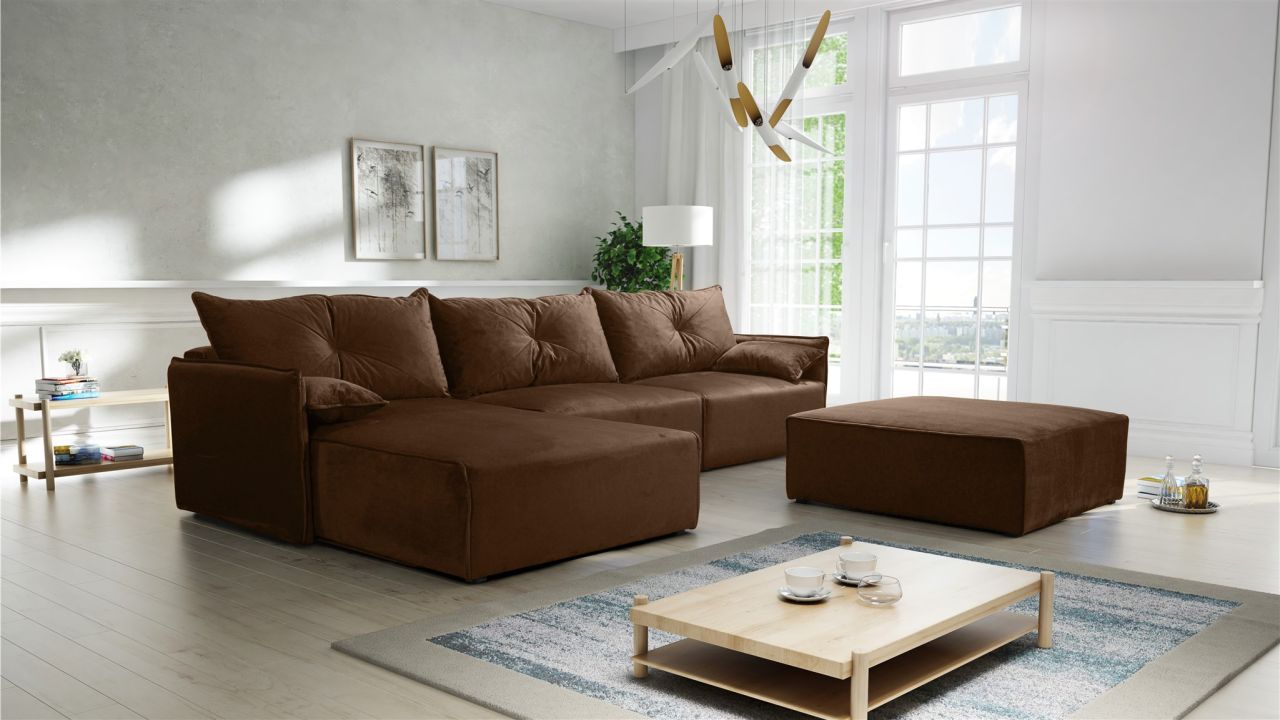 Ecksofa mit Schlaffunktion HUNTER in Royal Braun Ottomane Links inkl. Hocker Ecksofa mit Schlaffunktion HUNTER in Royal Braun Ottomane Links inkl. Hocker von Fun Möbel