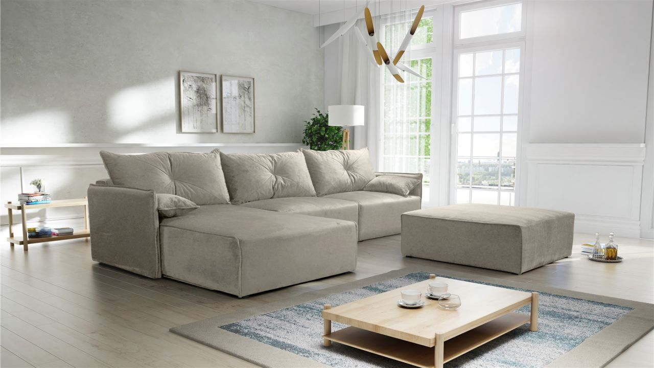 Ecksofa mit Schlaffunktion HUNTER in Royal Graubeige Ottomane Links inkl. Hocker Ecksofa mit Schlaffunktion HUNTER in Royal Graubeige Ottomane Links inkl. Hocker von Fun Möbel