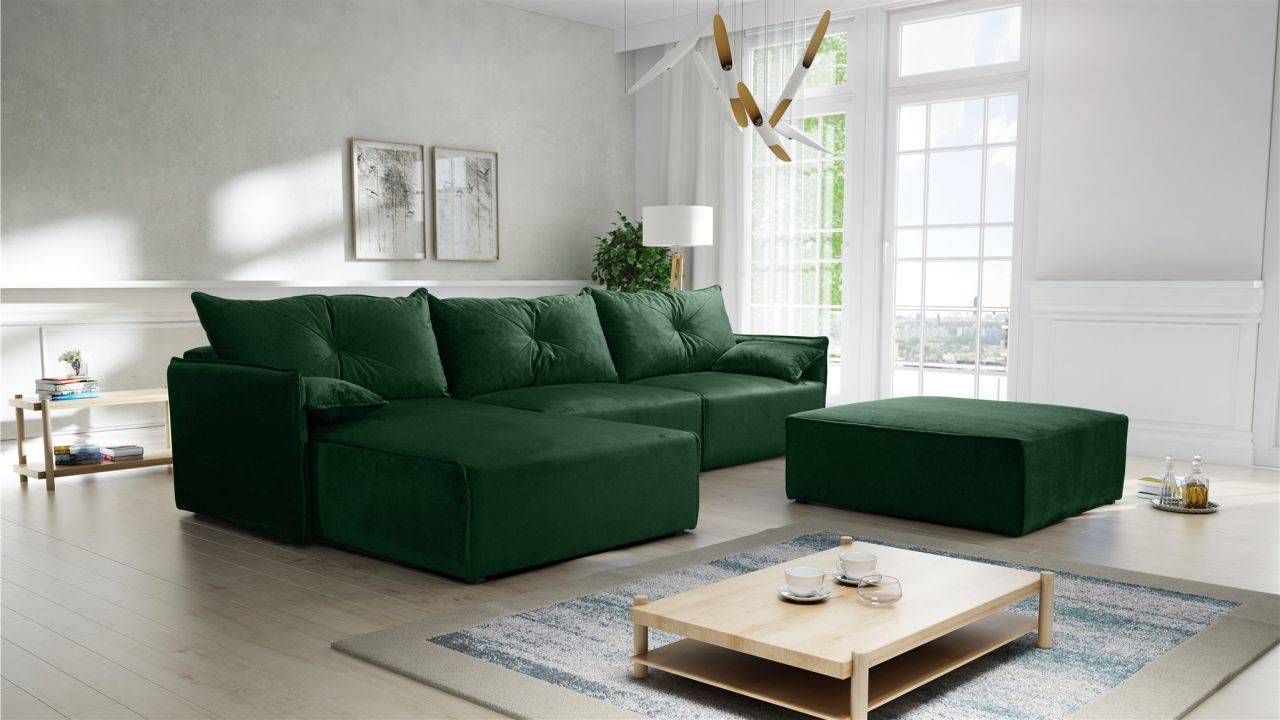 Ecksofa mit Schlaffunktion HUNTER in Royal Grün Ottomane Links inkl. Hocker Ecksofa mit Schlaffunktion HUNTER in Royal Grün Ottomane Links inkl. Hocker von Fun Möbel
