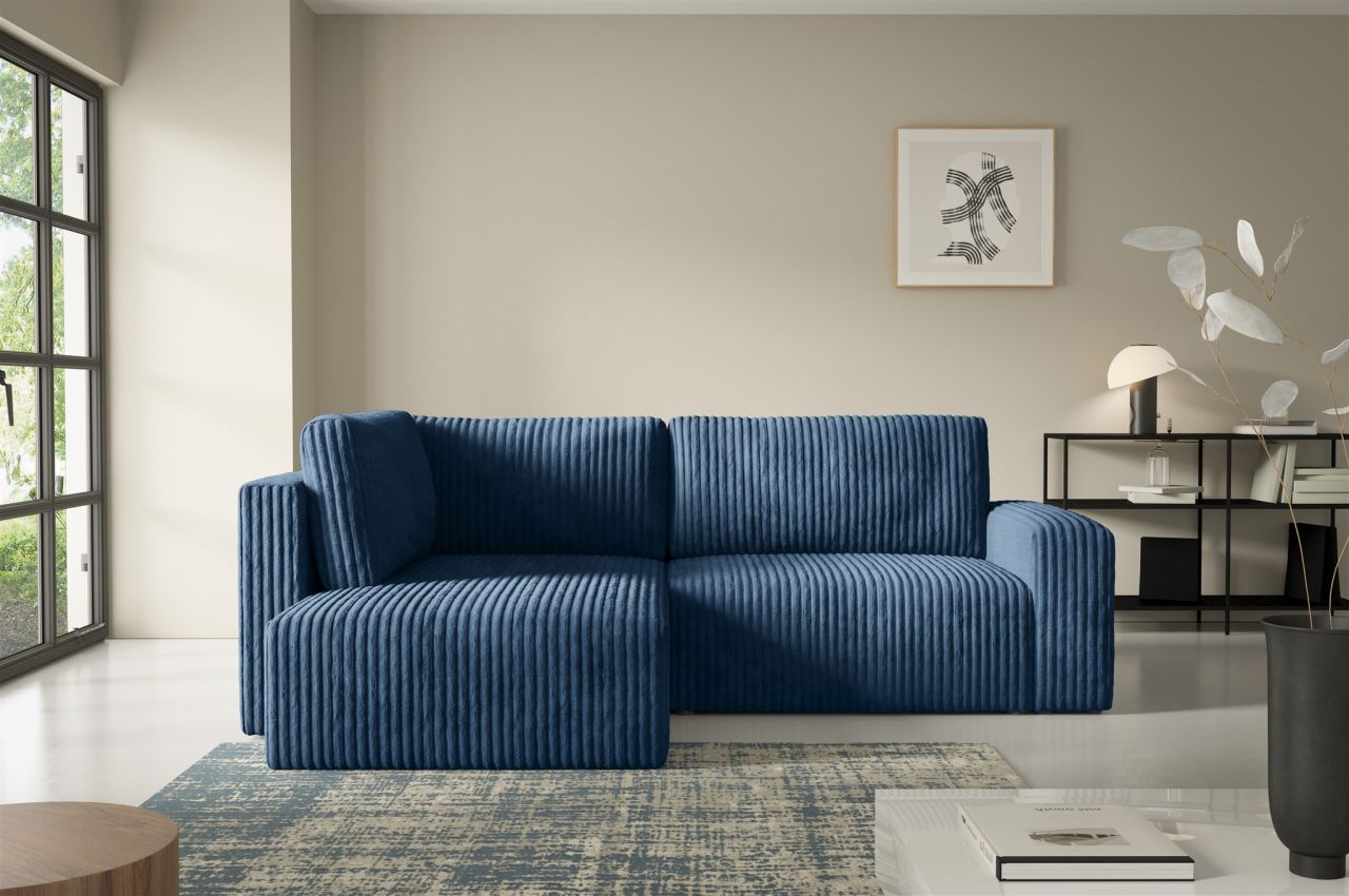Ecksofa mit Schlaffunktion NATALIA XL in Stoff Tilia Dunkelblau Ottomane Links Ecksofa mit Schlaffunktion NATALIA XL in Stoff Tilia Dunkelblau Ottomane Links von Fun Möbel