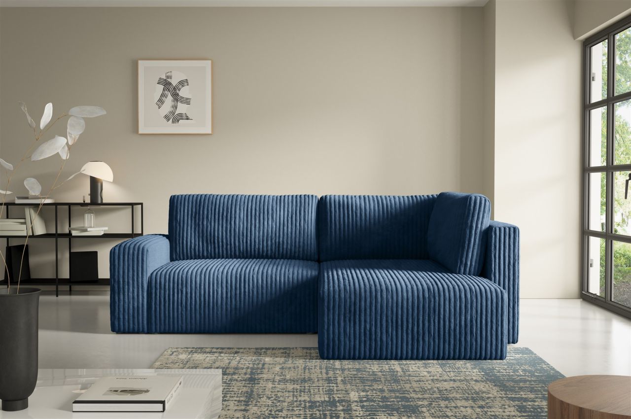Ecksofa mit Schlaffunktion NATALIA XL in Stoff Tilia Dunkelblau Ottomane Rechts Ecksofa mit Schlaffunktion NATALIA XL in Stoff Tilia Dunkelblau Ottomane Rechts von Fun Möbel