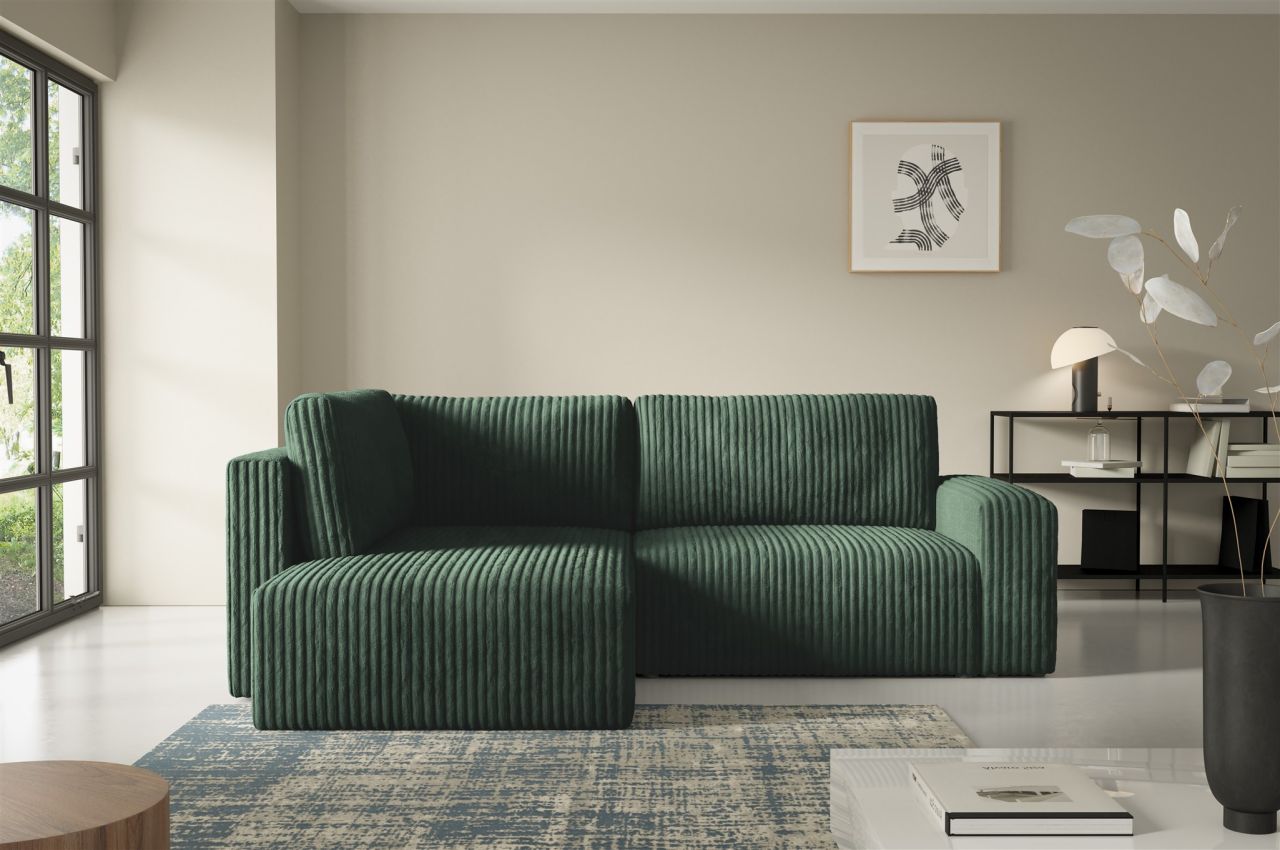 Ecksofa mit Schlaffunktion NATALIA XL in Stoff Tilia Grün Ottomane Links Ecksofa mit Schlaffunktion NATALIA XL in Stoff Tilia Grün Ottomane Links von Fun Möbel