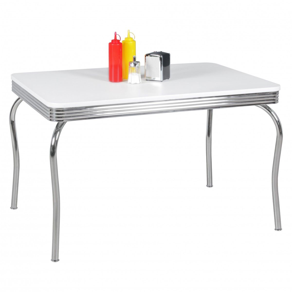 Esstisch Bistro -Tisch DREAM 120x80 cm in Dekor Weiss / Chrom von Fun Moebel