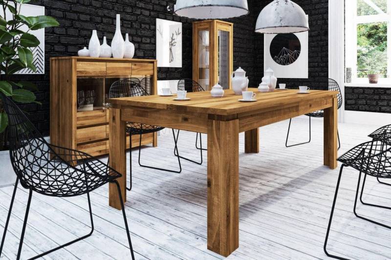 Esstisch Tisch ausziehbar MAISON Eiche massiv 160/385x100 cm von Fun Möbel