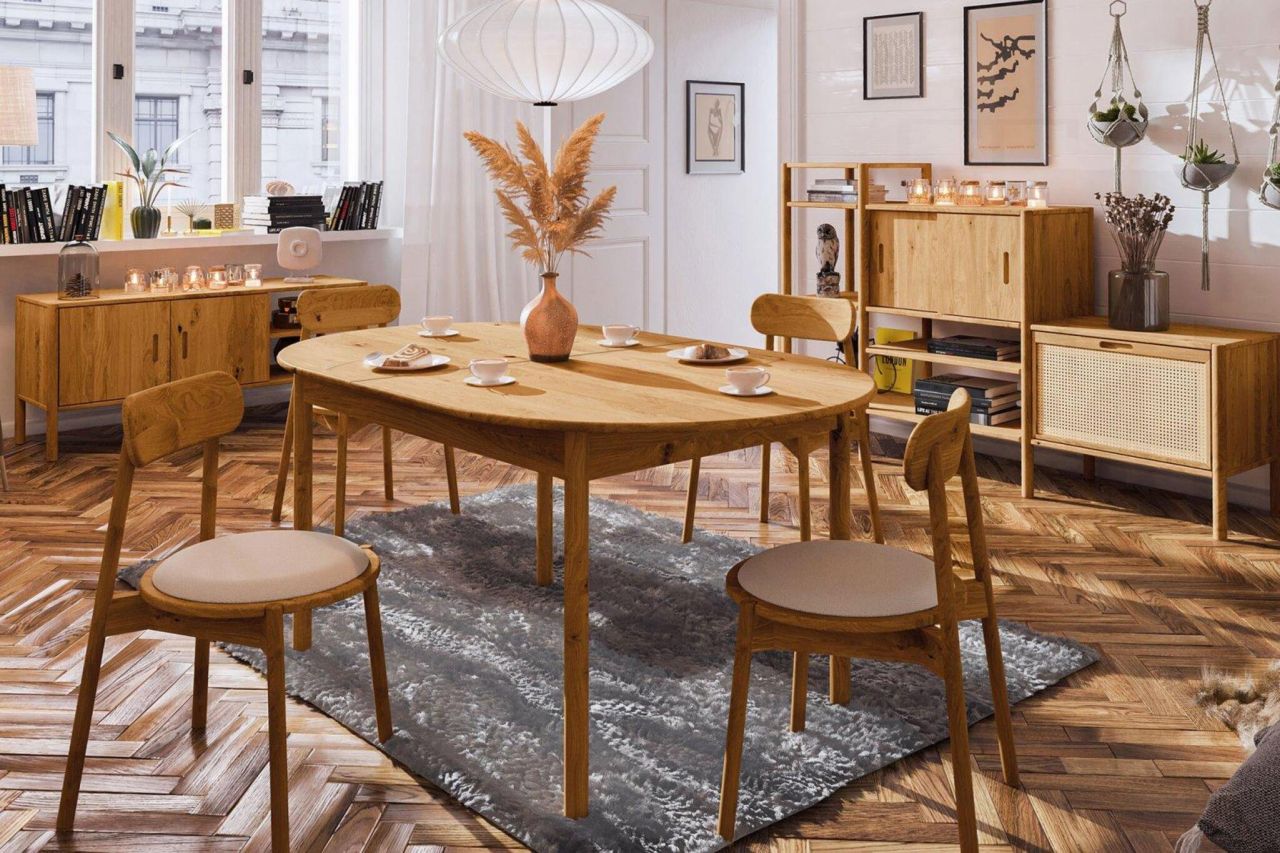 Esstisch Tisch ausziehbar SAGA Eiche massiv 160/200x100 cm Esstisch Tisch ausziehbar SAGA Eiche massiv 160/200x100 cm von Fun Möbel