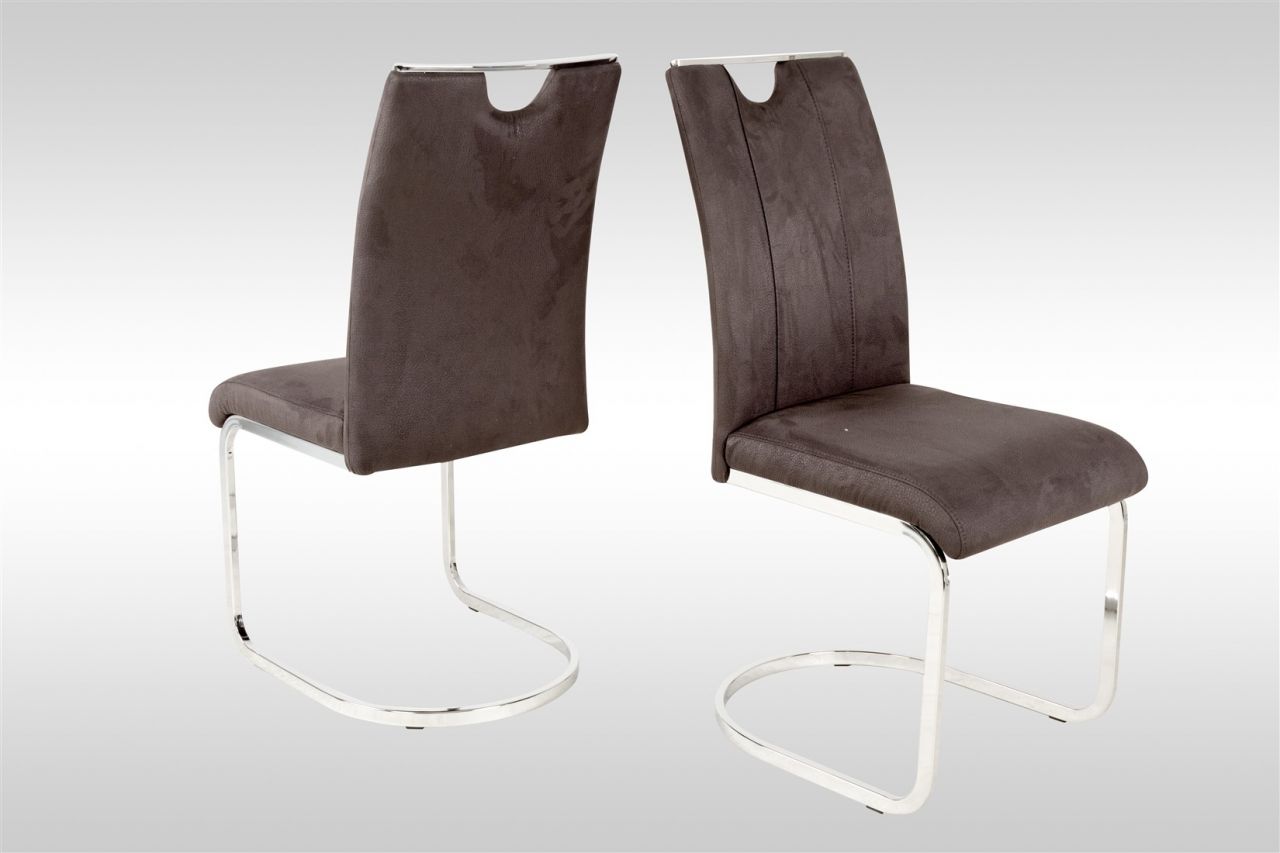 Esszimmerstühle Stühle Freischwinger 4er Set FABOS Kunstleder Anthrazit von Fun Moebel