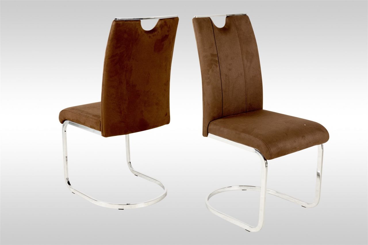 Esszimmerstühle Stühle Freischwinger 4er Set FABOS Kunstleder Braun von Fun Moebel