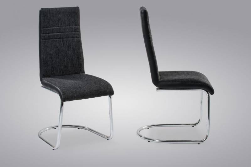 Esszimmerstühle Stühle Freischwinger 4er Set - TIGO - Webstoff Schwarz von Fun Moebel